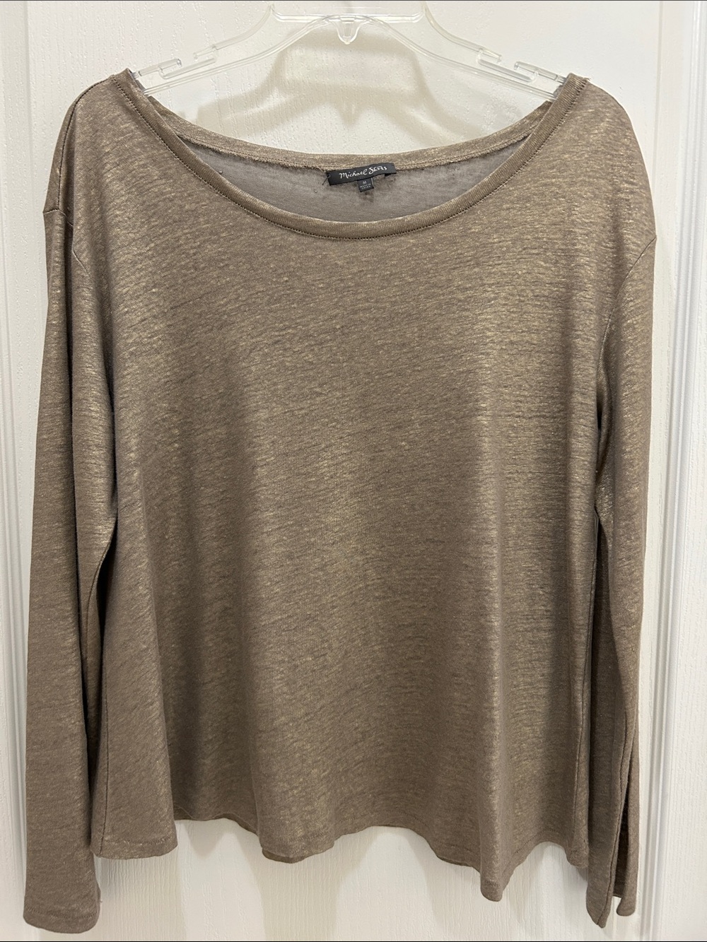 Michael Stars Long Sleeve Scoop Neck Top in Taupe Heather